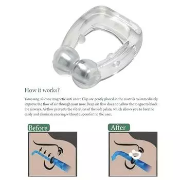 1 шт./2 шт. магнитный зажим для носа против храпа, улучшает качество сна и легко дышит ночью с помощью компактного устройства и футляра 1pc белый