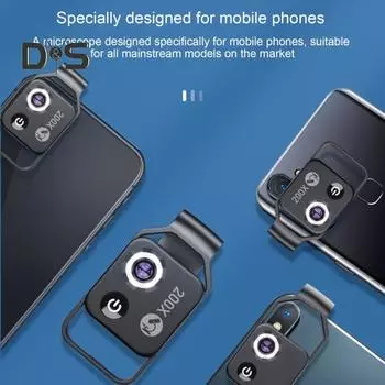 1 шт/2 шт Nano Zoom 200x для iPhone Mini Pocket Microscope Camera Attachments для Android Clip Microscopes Увеличительное стекло с CPL-линзой белый