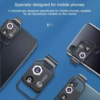 1 шт/2 шт Nano Zoom 200x для iPhone Mini Pocket Microscope Camera Attachments для Android Clip Microscopes Увеличительное стекло с CPL-линзой