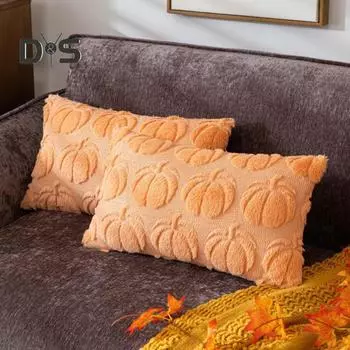 1 шт./2 шт. наволочка с тыквой, искусственный мех, наволочки, плюшевые наволочки с принтом тыквы со скрытой молнией для осеннего декора ко Дню благодарения 1pc светло-оранжевый