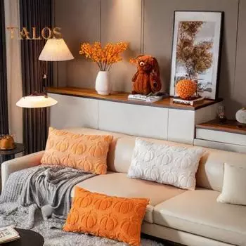 1 шт./2 шт. наволочка с тыквой, искусственный мех, наволочки, плюшевые наволочки с принтом тыквы со скрытой молнией для осеннего декора ко Дню благодарения 1pc оранжевый