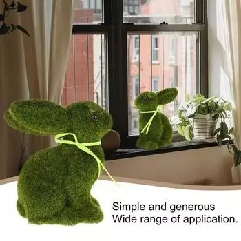 1 шт/2 шт пасхальный кролик статуэтка искусственный мох кролик фигурка флокированный зеленый кролик B