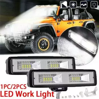 1 шт./2 шт. рабочая лампа, прожектор, полоса 16 светодиодов, 48 Вт, противотуманная фара, IP 67, водонепроницаемый прожектор, подходит для автомобиля, мотоцикла, грузовика, прицепа, бездорожья 1PCS чёрный