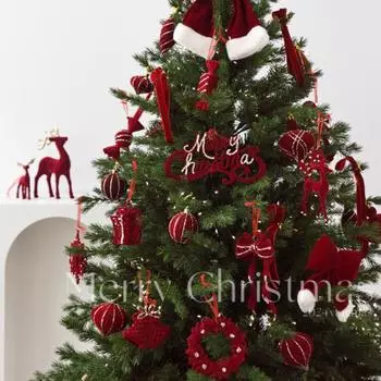 1 шт/2 шт рождественские украшения бархатные флокированные снежинки олень бант подвеска рождественская елка подвесное украшение E