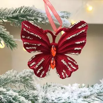 1 шт/2 шт рождественские украшения бархатные флокированные снежинки олень бант подвеска рождественская елка подвесное украшение E