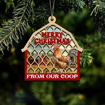 1 шт/2 шт рождественские украшения Счастливого Рождества от нашего курятника деревянные украшения ферма животные подвесные украшения для дерева автомобиль декор 1pc