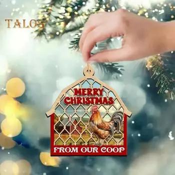 1 шт/2 шт рождественские украшения Счастливого Рождества от нашего курятника деревянные украшения ферма животные подвесные украшения для дерева автомобиль декор 1pc
