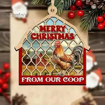 1 шт/2 шт рождественские украшения Счастливого Рождества от нашего курятника деревянные украшения ферма животные подвесные украшения для дерева автомобиль декор 1pc