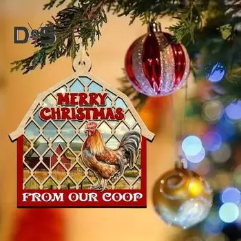 1 шт/2 шт рождественские украшения Счастливого Рождества от нашего курятника деревянные украшения ферма животные подвесные украшения для дерева автомобиль декор 1pc