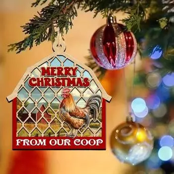 1 шт/2 шт рождественские украшения Счастливого Рождества от нашего курятника деревянные украшения ферма животные подвесные украшения для дерева автомобиль декор 1pc