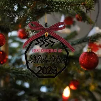 1 шт./2 шт. рождественский кулон «Первое Рождество в роли мистера». И миссис. Подарок с подвесным орнаментом для праздничного украшения 1pc