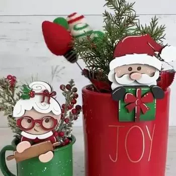 1 шт/2 шт рождественское украшение для кружки Mr. И миссис. Клаус Вуден 1pc B