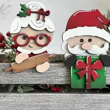 1 шт/2 шт рождественское украшение для кружки Mr. И миссис. Клаус Деревянные Украшения Рождественские Кружки Подвесные Украшения для Праздничного Декора 1pc A