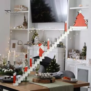 1 шт/2 шт Санта лестница календарь обратного отсчета деревянный Санта лестница Адвент календарь 2024 Рождественское украшение для домашнего офиса 1pc