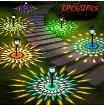 1 шт/2 шт солнечные уличные фонари новые садовые лампы с питанием от водонепроницаемого ландшафтного освещения для двора газона заднего двора декоративное светодиодное освещение 1Pcs