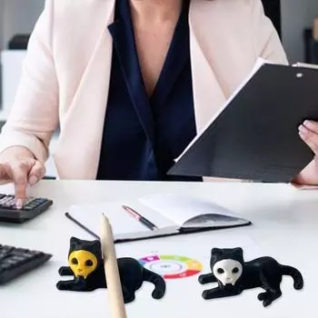 1 шт/2 шт Статуэтка кошки держатель ручки Мини-кошка лежащая фигурка подставка для ручки новинка A