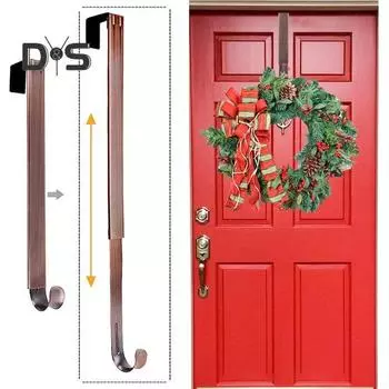 1 шт/2 шт телескопическая вешалка для венков регулируемый металлический крючок для входной двери над дверью вешалка для венков с защитной подкладкой для рождественских украшений 1pc чёрный