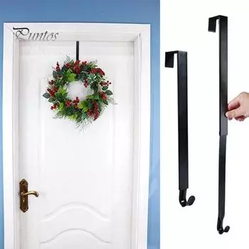 1 шт/2 шт телескопическая вешалка для венков регулируемый металлический крючок для входной двери над дверью вешалка для венков с защитной подкладкой для рождественских украшений 1pc чёрный