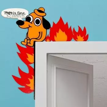 1 шт./2 шт., украшение на дверь в виде собаки в виде пламени, деревянная мультяшная собака, дверная рама, угловой знак, сделай сам, домашний декор на День святого Валентина, рождественские украшения для окон, стен Left