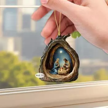 1 шт/2 шт украшения для рождественской сцены рождение Иисуса акриловые подвесные украшения святые религиозные подарки для христианской рождественской елки декор A