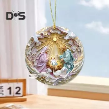 1 шт/2 шт украшения для рождественской сцены рождение Иисуса акриловые подвесные украшения святые религиозные подарки для христианской рождественской елки декор B