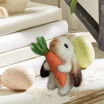 1 шт/2 шт войлочный вислоухий кролик с морковкой мини игольчатый валяный плюш 1pc серый