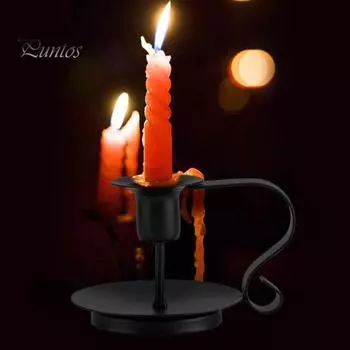 1 шт/2 шт железный подсвечник винтажный конический подсвечник с изогнутой ручкой черный покрытый подсвечник для украшения центра стола 2pcs