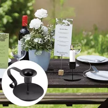 1 шт/2 шт железный подсвечник винтажный конический подсвечник с изогнутой ручкой черный покрытый подсвечник для украшения центра стола 2pcs