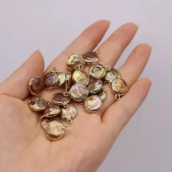 1 шт/2 шт жемчужный кулон круглый красочный кулон для изготовления ювелирных изделий своими руками серьги ожерелье аксессуар 1pcs/17x13mm