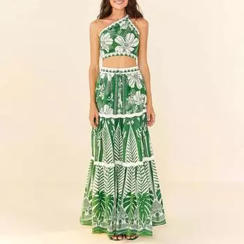 1 шт./2 шт., женский летний комплект бикини, бюстгальтер на одно плечо, трусы с высокой талией, комплект из шифонового чехла с цветочным принтом S синий