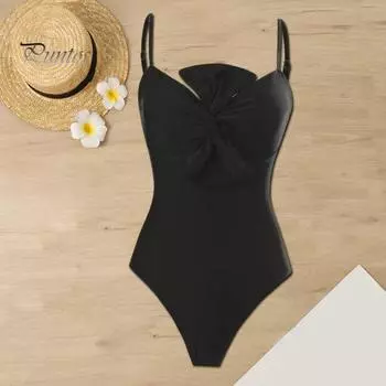 1 шт./2 шт., женское летнее монокини, шифоновое накидка, сплошной цвет, слинг, бант, декор, цельный купальник, пляжная юбка на шнуровке с принтом S розы красного