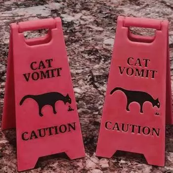 1 шт./2 шт. Знак «Рвота кошки», 3D-печатный знак «Осторожно, рвота», забавный 4-дюймовый знак «Рвота кошки/собаки», декор стола, кляп, подарки для любителей домашних животных Cat красный