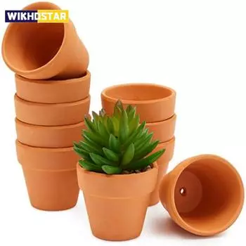 1 шт. 2 терракотовые горшки, керамические горшки для кактусов, суккулентный горшок с дренажным отверстием - отлично подходит для растений, поделок S