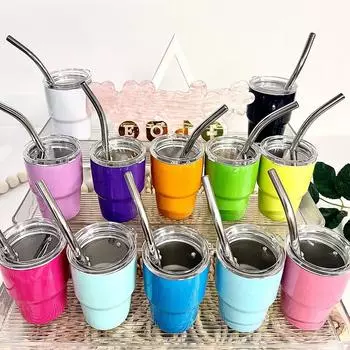 1 шт. 2 унции мини портативный из нержавеющей стали кофейный сок горячий и холодный питьевая чашка подходит для бара путешествия и кемпинга 2oz розы красного