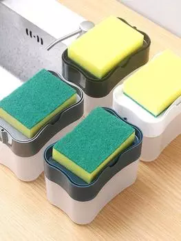 1 шт. 2-в-1 дозатор мыла и держатель для губки - подставка для губки для кухонной раковины, дозатор мыла для мытья посуды, 13 унций