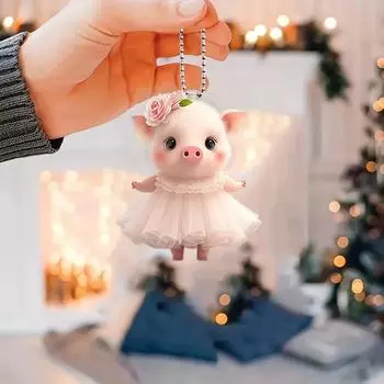 1 шт. 2D Милая подвеска для автомобиля в виде маленькой свиньи, подвеска для украшения зеркала заднего вида автомобиля, подвеска-брелок, подвеска для украшения дома