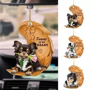 1 шт. 2D милый забавный спящий ангел, собака, крыло, собака, подвесное украшение, мультяшный милый кулон, сумка для автомобиля, брелок, подвеска, украшения для автомобиля