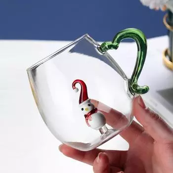 1 шт. 300 мл 10 унций креативная 3D рождественская тематическая стеклянная кружка для воды и кофе с ручкой для девочек и детей, влюбленных в подарок 201-300ml