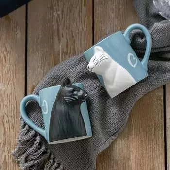 1 шт. 300 мл керамические кружки Kiss Cat для пары, супружеская кружка, чашка на годовщину, утреннее молоко, кофе, чай, чашка, подарок на день Святого Валентина, посуда для напитков 300ml