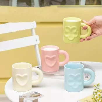 1 шт. 300 мл модная легкая роскошная кружка в форме сердца для девушки керамическая кофейная чашка высокого класса подарочный бутик для кухни и гостиной принадлежности 301-400ml жёлтый
