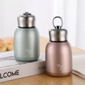 1 шт. 300 мл модные мини-термосы для кофе прекрасный термос из нержавеющей стали портативная дорожная бутылка для воды с чашками с крышкой 201-300ml золотой