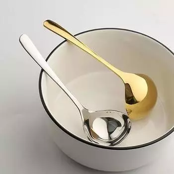 1 шт. 304 нержавеющая сталь глубокая утолщенная ложка длинная ручка бытовая питьевая ложка большая круглая ложка ложка для конджи серебряный