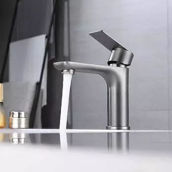 1 шт. 304 смеситель для умывальника из нержавеющей стали, смеситель для умывальника для ванной комнаты, смеситель для умывальника для бытовой стирки, смеситель для горячей и холодной воды серый