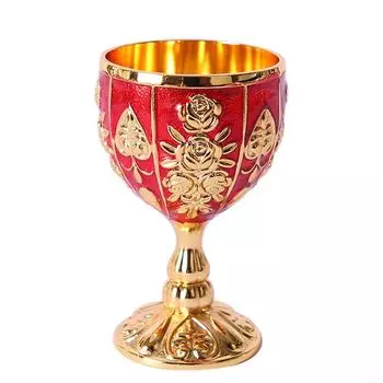 1 шт. 30 мл ретро металлический алюминиевый сплав бокал для вина многоразовая посуда для бара Oval Plate With Cup Red