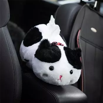 1 шт. 30 см милый кот автомобиль бумажная коробка Kawaii котенок куклы мягкие игрушки в виде животных для автомобиля украшения дома подарки 30CM чёрный