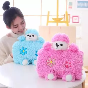 1 шт. 30 см милый пудель плюшевая игрушка мягкая кавайная подушка в виде животного грелка для рук креативный новый год синий