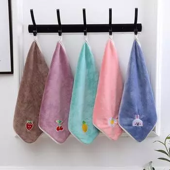 1 шт. 30x30 см квадратное полотенце из микрофибры мягкое впитывающее воду подвесное вышитое подарочное детское полотенце для мытья лица 30x30cm розовый