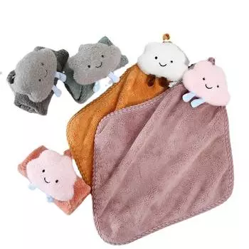 1 шт. 30x30 см милое 3D мультяшное облако коралловое бархатное полотенце для ванной комнаты детское мягкое впитывающее полотенце для рук 30x30cm зелёный