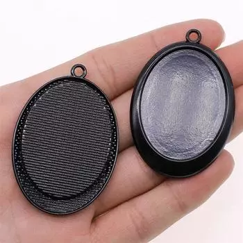 1 шт., 30x40 мм, внутренний размер, простой стиль, кабошон, основа, черный цвет, для изготовления ювелирных изделий, фурнитура для ювелирных изделий