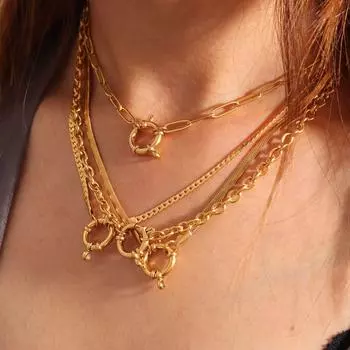 1 шт. 316L нержавеющая сталь простая цепочка-лезвие ключичная цепочка для женщин пары с уникальным дизайном ожерелье для вечеринки ювелирные изделия подарочные аксессуары 50cm золотой